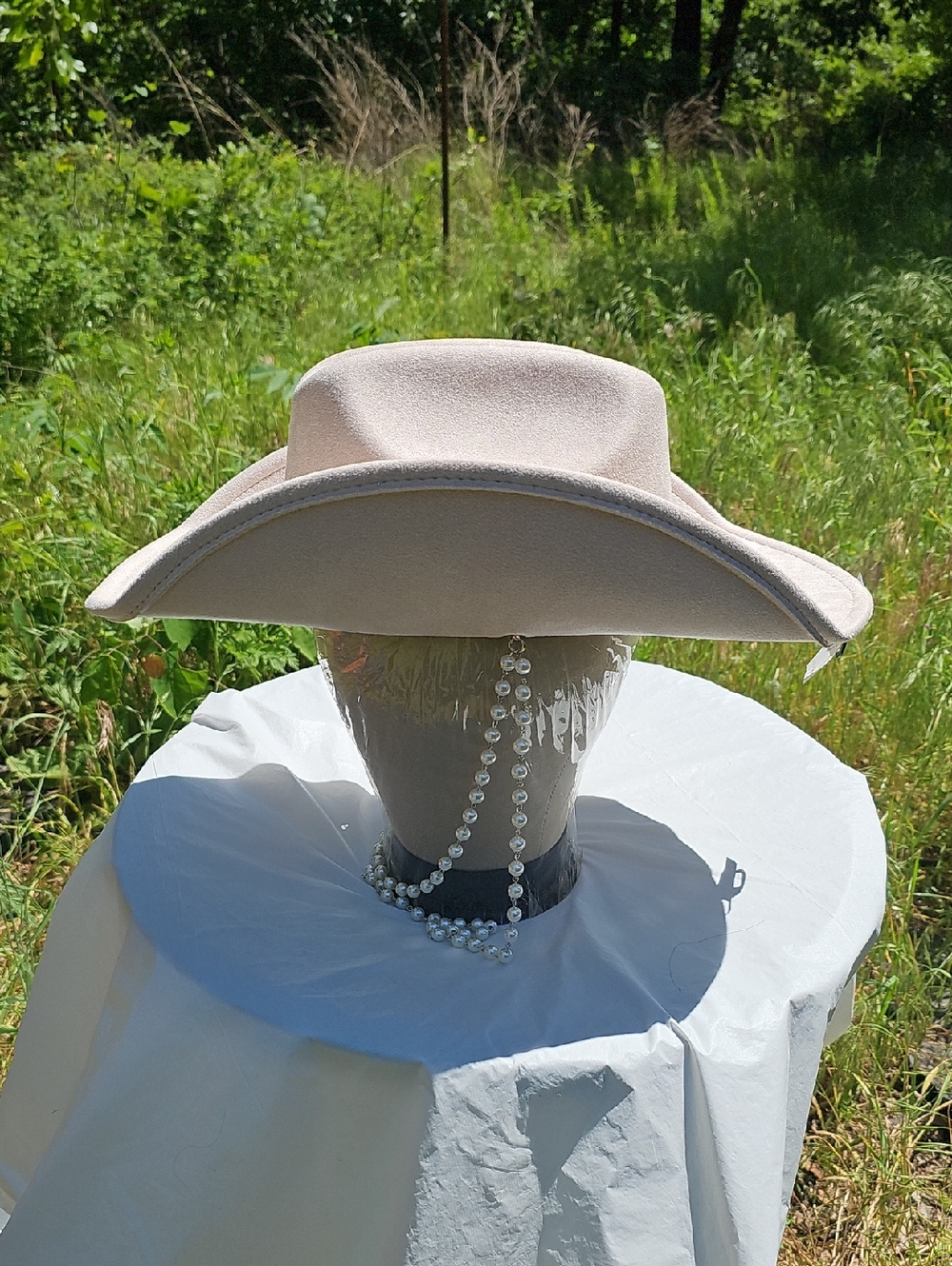 Cato Women's OS Light Pink Western Cowboy Hat with Faux Pearl Accents New - Picture 7 of 13